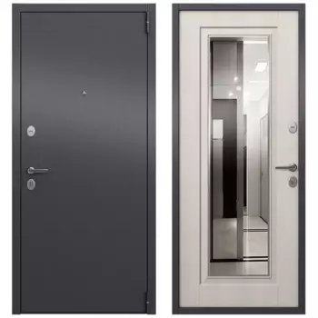 Дверь входная металлическая Ситти 86x205 см правая белое дерево с зеркалом