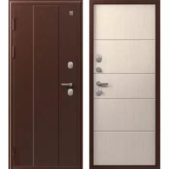 Дверь входная металлическая Тор Т-100 86x205 см левая антик медь/светлая лиственница