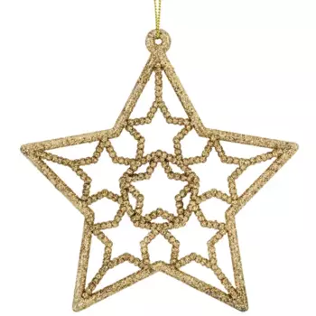 Елочная игрушка «Звезда» 13 см глиттер золотой