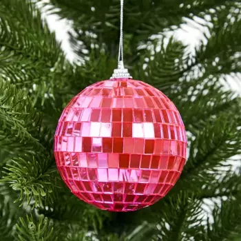Елочное украшение Шар-диско пластиковый Christmas 8 см цвет розовый
