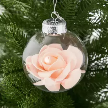 Елочное украшение Шар прозрачный с декором внутри Christmas 8 см цвет розовый
