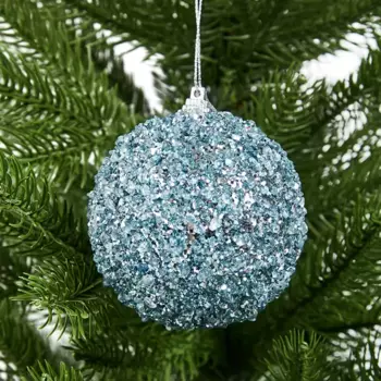 Елочное украшение Шар с голубыми блестками Christmas 8 см цвет синий