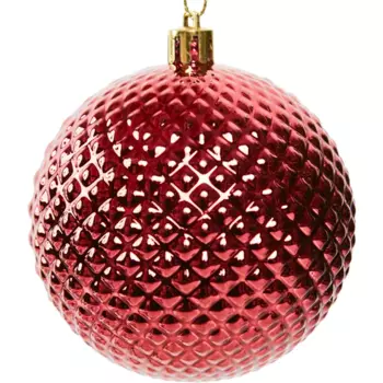 Елочное украшение Шар с объемным узором Christmas 8 см цвет розовый