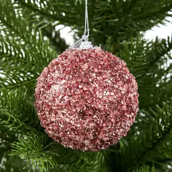 Елочное украшение Шар с розовыми блестками Christmas 8 см цвет розовый
