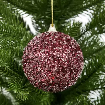 Елочное украшение Шар с темно-розовыми блестками Christmas 8 см цвет красный