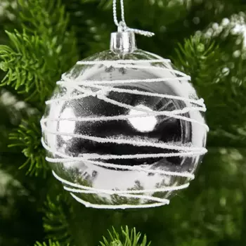 Елочное украшение Шар с узором Christmas 7.8 см цвет серебристый