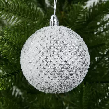 Елочное украшение Шар с узором Christmas 7.8 см пластик цвет серебристый