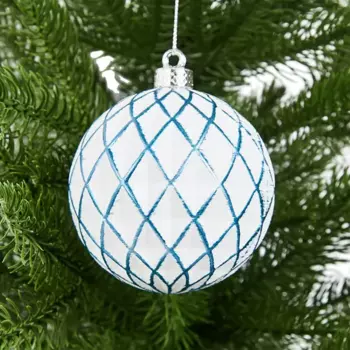 Елочное украшение Шар с узором Christmas 8 см цвет синий
