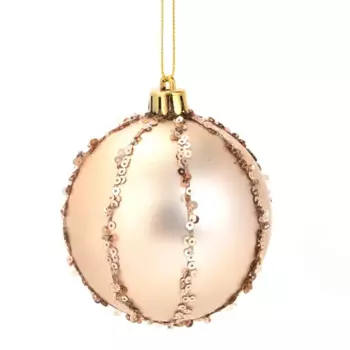 Елочное украшение Шар с узором из блесток Christmas 7.8 см цвет золотой