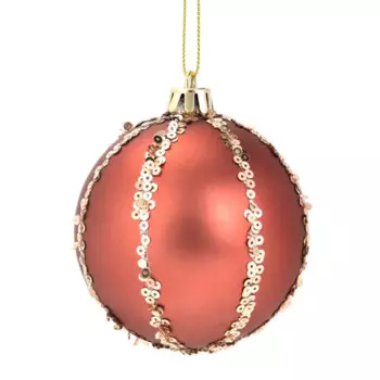 Елочное украшение Шар с узором из блесток Christmas 7.8 см цвет розовый