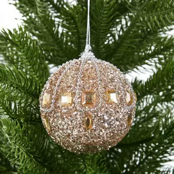 Елочное украшение Шар с узором из блесток Christmas 8 см цвет золотой