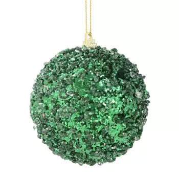 Елочное украшение Шар с зелеными блестками Christmas 8 см цвет зеленый