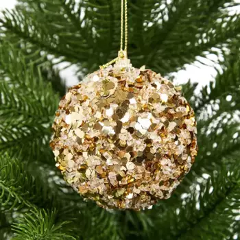 Елочное украшение Шар с золотистыми блестками Christmas 8 см цвет золотой