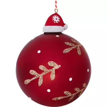 Елочное украшение Шар со шляпкой Christmas 8 см цвет красный