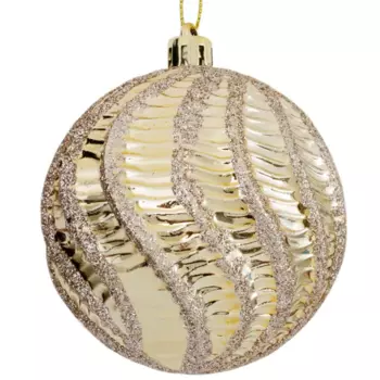 Елочный шар «Изгибы» 8 см пластик золотой