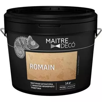 Фактурная штукатурка Maitre Deco «Romain» эффект мраморного травертина 14 кг