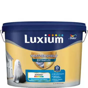Фасадная краска Luxium Weathershield Extraflex матовая цвет прозрачный база BC 9 л