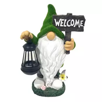 Фигура садовая Гном с фонариков полирезин 36x14 см