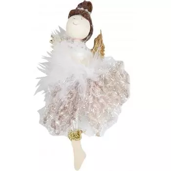 Фигурка новогодняя «Ангелочек», 17 см, цвет белый/жёлтый