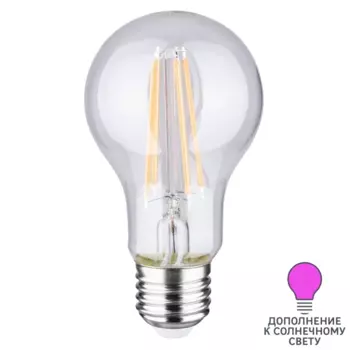 Фитолампа светодиодная для растений TDM Electric E27 8 Вт груша 300 лм 6 м красно-синий спектр розовый свет