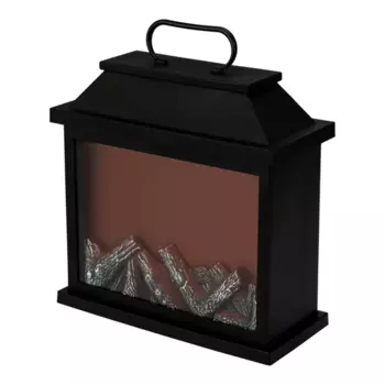 Фонарь Камин Авангард с эффектом живого огня, 30x13x30 см, цвет черный