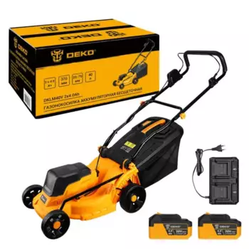 Газонокосилка аккумуляторная бесщеточная Deko DKLM40V 20 В 40 см 2x4 Ач АКБ и ЗУ входит в комплект