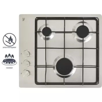 Газовая варочная панель Kitll KGS 4501 INOX 45 см 3 конфорки цвет нержавеющая сталь