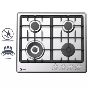 Газовая варочная панель Midea MG643TX 60 см 4 конфорки цвет нержавеющая сталь