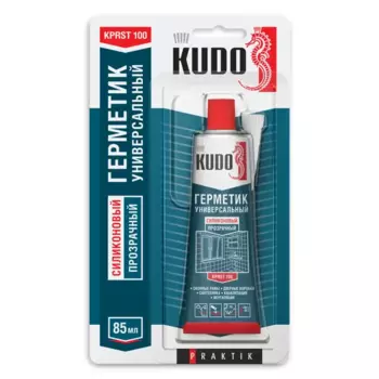 Герметик силиконовый Kudo Praktik универсальный уксусный прозрачный тюбик 85 мл