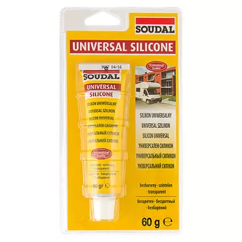 Герметик силиконовый прозрачный Soudal, универсальный, 60 мл