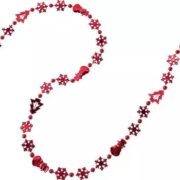 Гирлянда пластиковая Christmas "Снежинки" 270 см красный