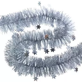 Гирлянда серебристая со звёздами