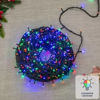 Гирлянда светодиодная нить Uniel ULD-S10000-1000/DGA электрическая 100 м разноцветный свет 8 режимов 1000 ламп цвет зеленый