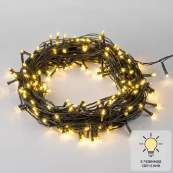 Гирлянда светодиодная нить Uniel ULD-S5000-500/DGA электрическая 50 м теплый белый свет 8 режимов 500 ламп цвет зеленый