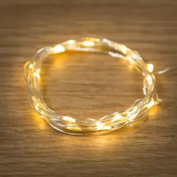 Гирлянда светодиодная роса Neon-Night на батарейках 2 м теплый белый свет 1 режим работы 20 ламп цвет прозрачный