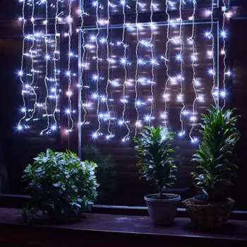 Гирлянда светодиодная занавес Uniel электрическая 1.5x1.5 м белый свет 8 режимов 100 ламп цвет прозрачный