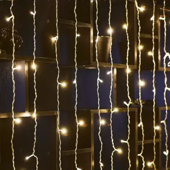 Гирлянда светодиодная занавес Uniel электрическая 3x2 м теплый белый свет 8 режимов 160 ламп цвет прозрачный