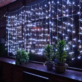 Гирлянда светодиодная занавес Uniel электрическая 3x2 м белый свет 8 режимов 160 ламп цвет прозрачный