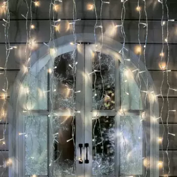 Гирлянда светодиодная занавес Uniel электрическая 3x2 м теплый белый свет 1 режим 264 лампы цвет прозрачный