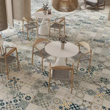 Глазурованный керамогранит Estima Jam JA02 40.5x40.5 см 1.804 м неполированный цвет серый/синий с принтом