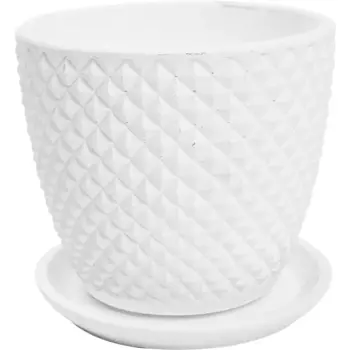 Горшок бетонный Грань 14.6 h13 см v1.31 л белый бутон №2