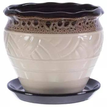 Горшок цветочный Дарья ø17.1 h14.6 см v2.1 л керамика бежевый/коричневый