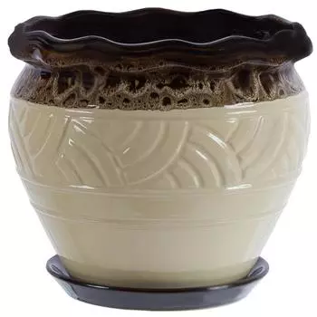 Горшок цветочный Дарья ø21.7 h18.2 см v4.2 л керамика бежевый/коричневый