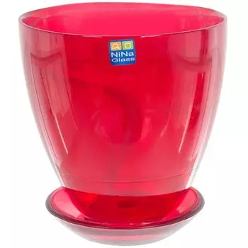 Горшок цветочный для орхидей Современный ø13 h13.2 см v0.85 л стекло красный