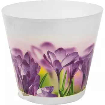 Горшок цветочный Ingreen Цветы ø20 h18.2 см v3.6 л пластик белый/сиреневый
