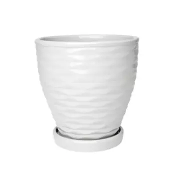 Горшок цветочный Эллипс 14.5 h14.5 керамика белый