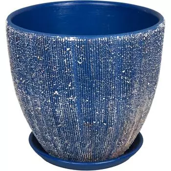 Горшок цветочный Меланж ø18 h16.5 см v2.6 л керамика синий/бежевый