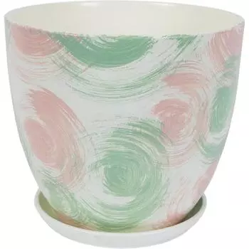Горшок цветочный Помпадур ø26 h24 см v8.5 л керамика бежевый/розовый/мятный