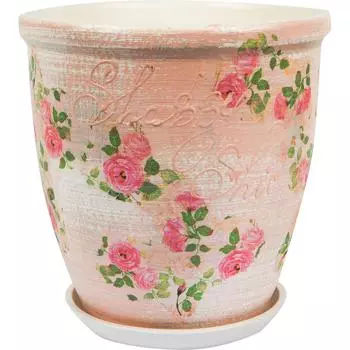 Горшок цветочный Шебби Шик ø22 h23 см v4.8 л керамика бежевый/розовый/зелёный