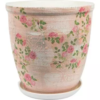 Горшок цветочный Шебби Шик ø26 h27 см v8.5 л керамика бежевый/розовый/зелёный